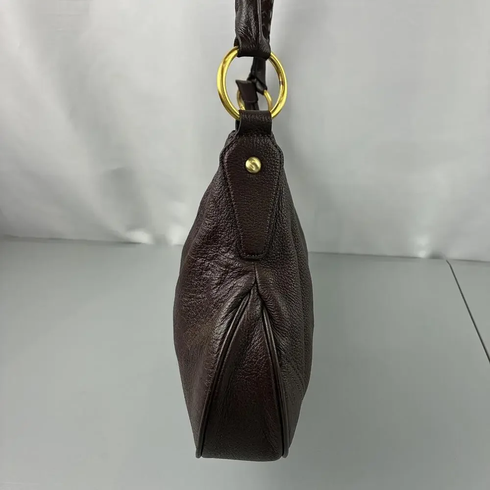 Wilson's Leather Chocolate Brown Handbag Hobo Style with Braided Handle